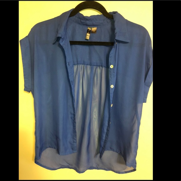 FULL TILT sheer short sleeve button down - Picture 7 of 7